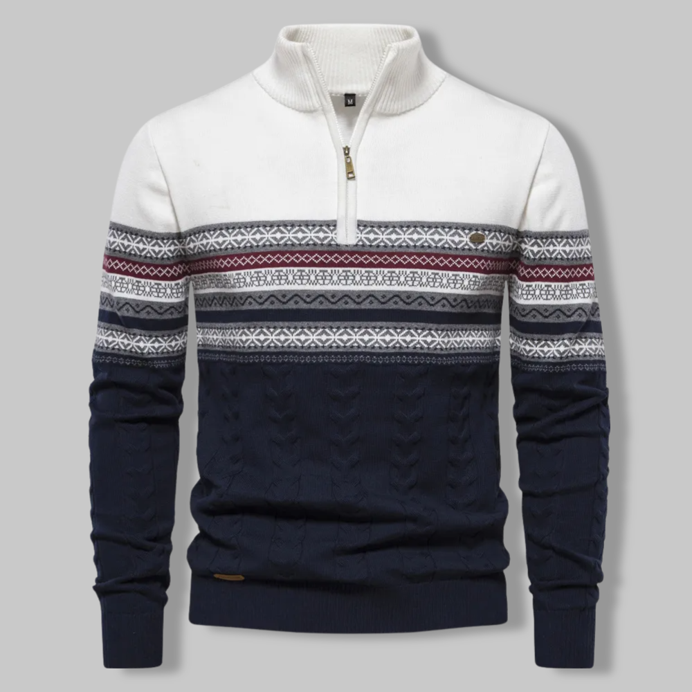Nordic Half-Zip Sweater | Cotton Blend | Warm and Stylish