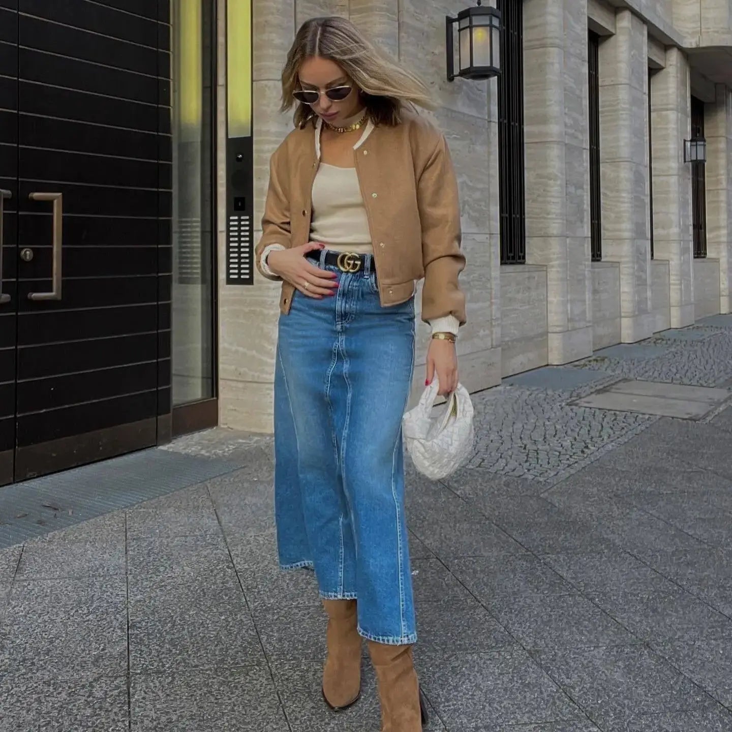 Cropped Bomber Jacket | Faux Suede | Retro Varsity Style