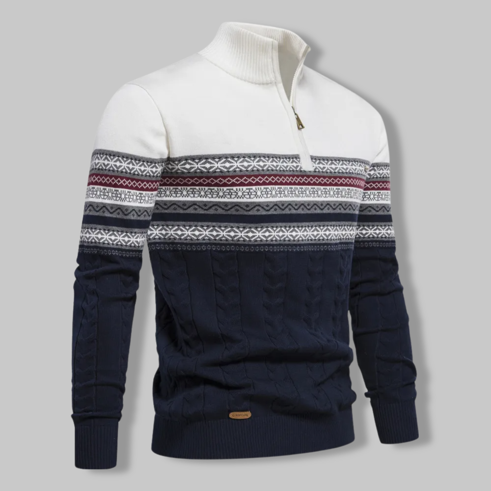 Nordic Half-Zip Sweater | Cotton Blend | Warm and Stylish