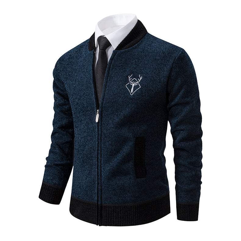 Embroidered Zip-Up Cardigan Jacket | Sleek and Comfortable | Slim Fit