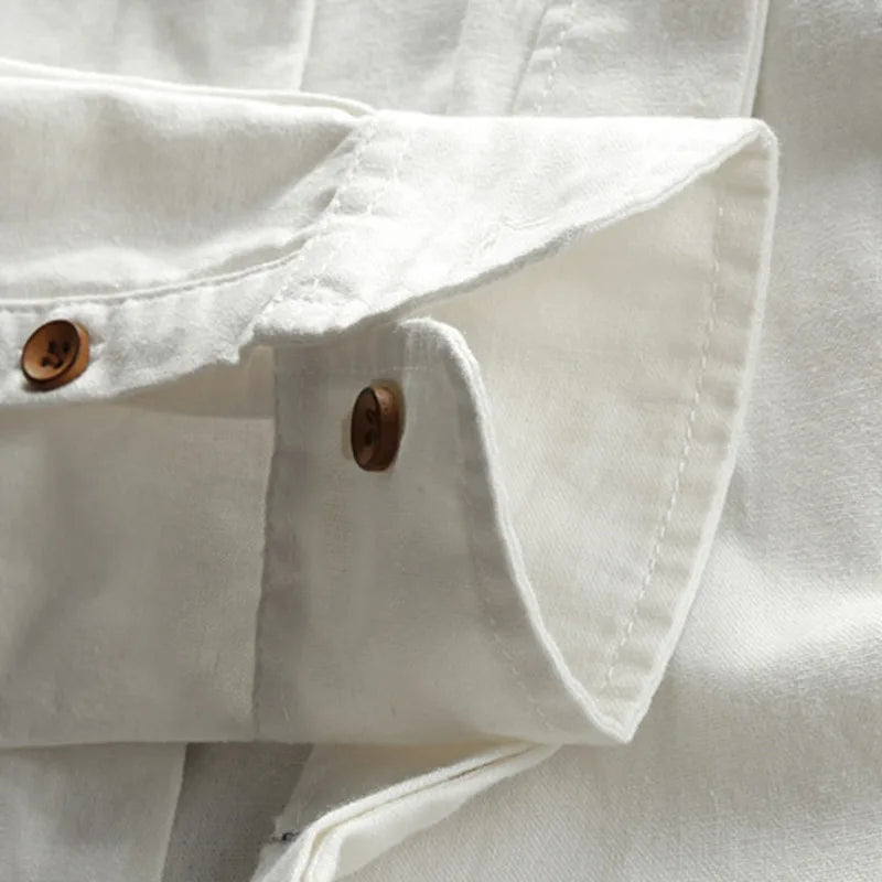 Mandarin Collar Linen Shirt | Lightweight & Breathable | Relaxed Fit