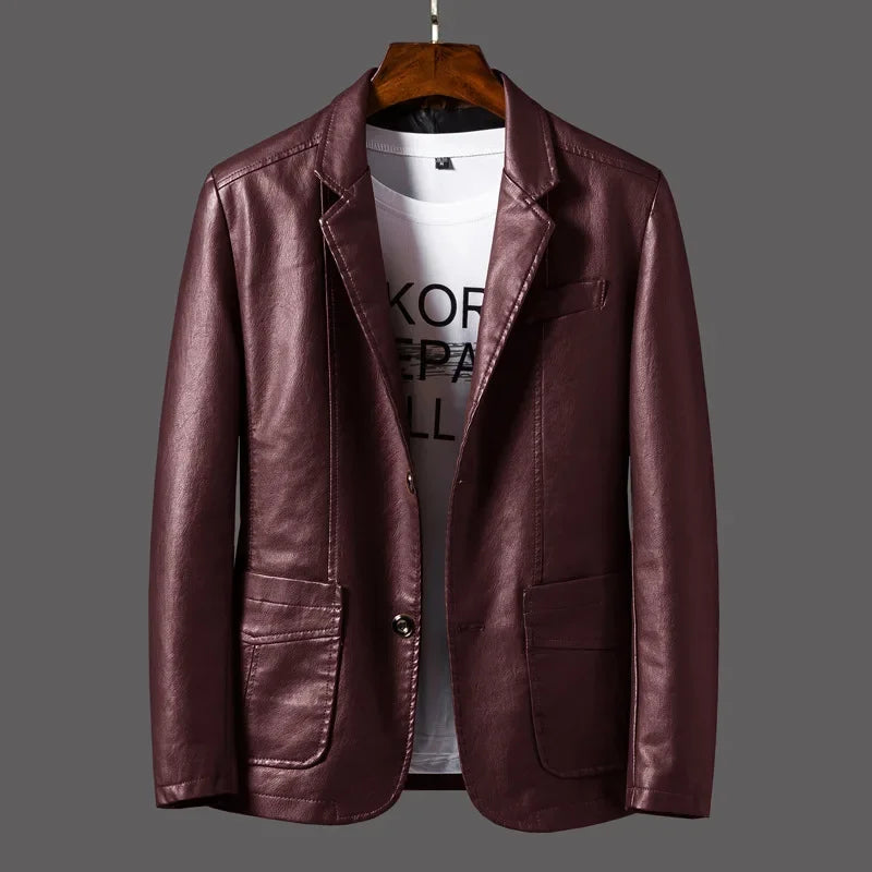 Faux Leather Blazer | Tailored Fit | Sleek and Versatile