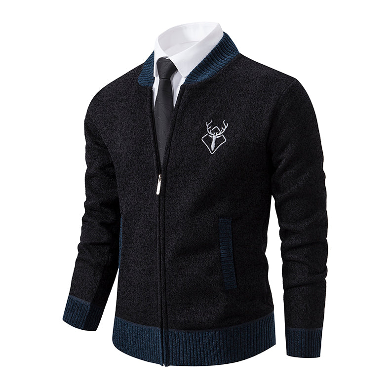 Embroidered Zip-Up Cardigan Jacket | Sleek and Comfortable | Slim Fit