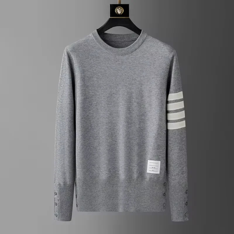 Crewneck Sweater | Striped Sleeve | Classic & Versatile