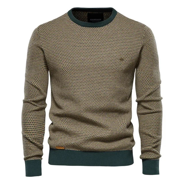 Two-Tone Crewneck Sweater | Classic and Modern | Cotton Blend