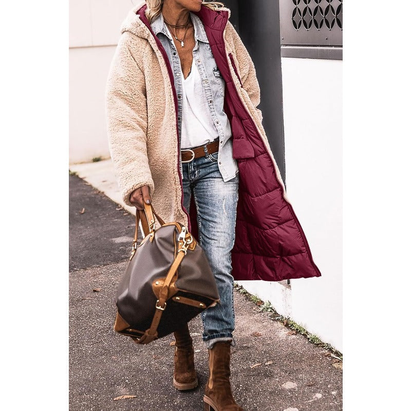 Long Hooded Coat | Teddy Fleece or Quilted | Warm and Stylish
