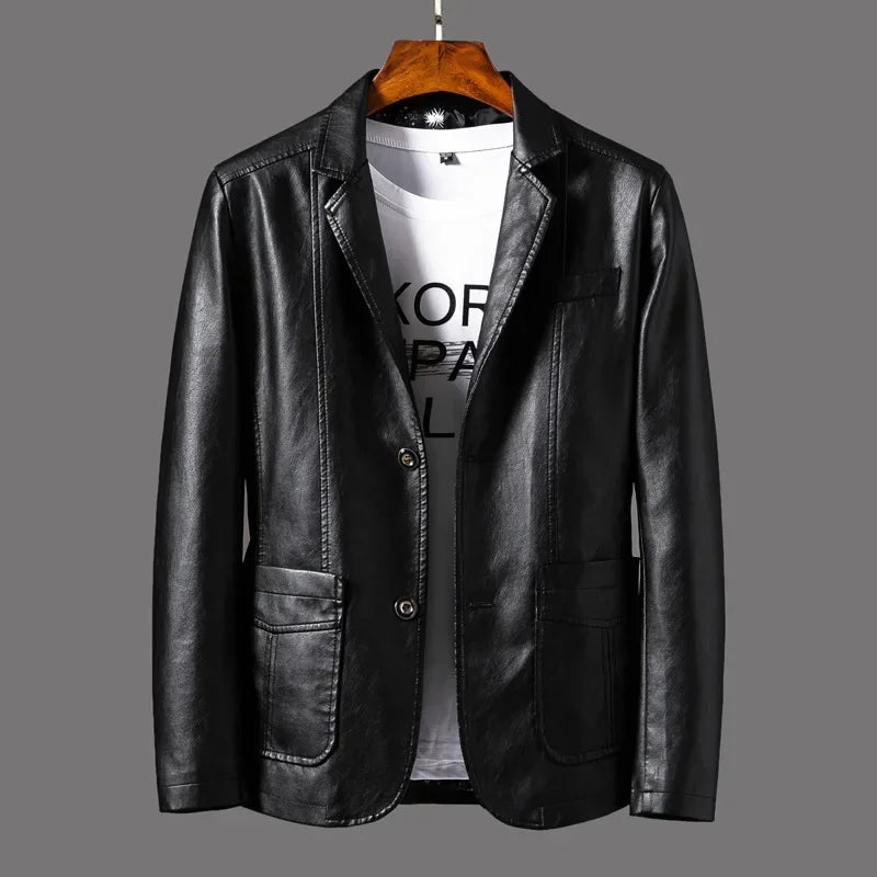 Faux Leather Blazer | Tailored Fit | Sleek and Versatile