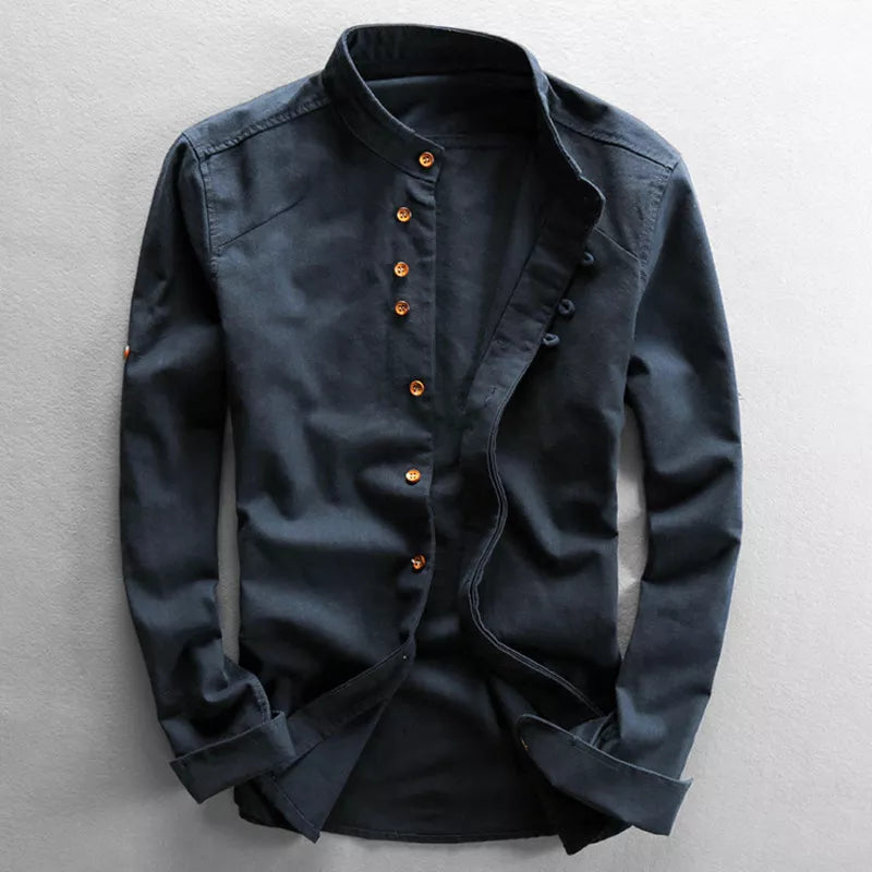 Mandarin Collar Linen Shirt | Lightweight & Breathable | Relaxed Fit