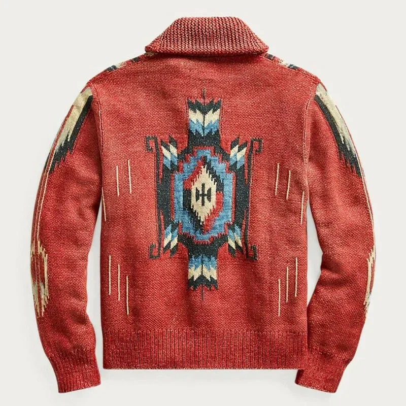 Southwestern Knit Cardigan | Shawl Collar | Bold and Warm