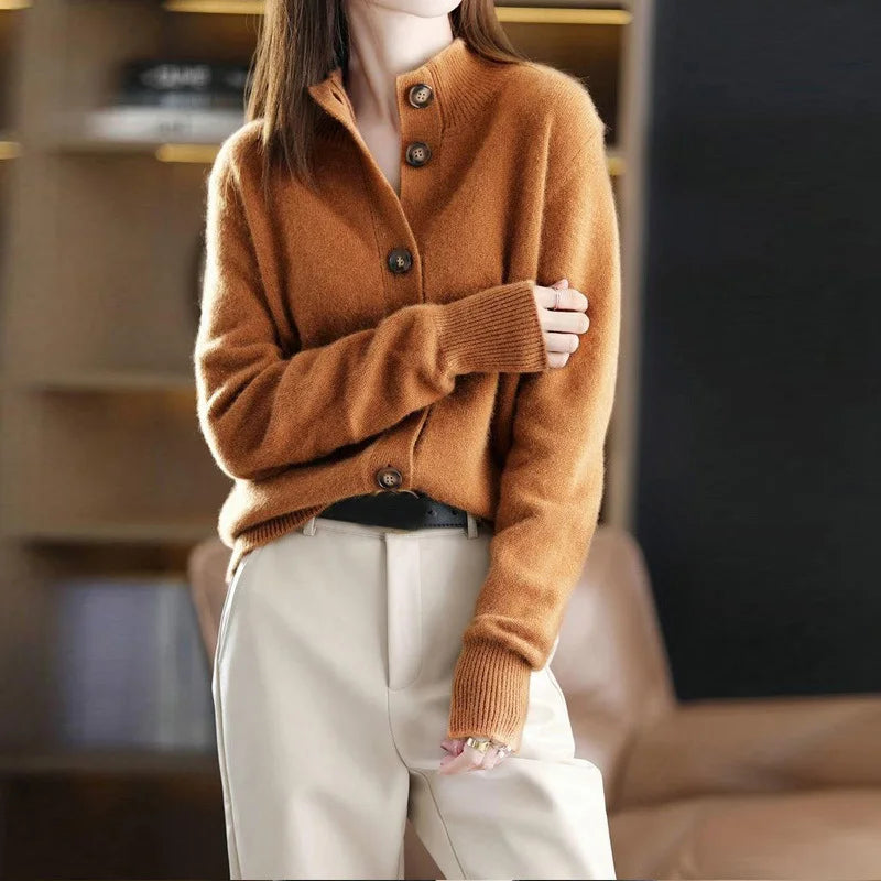 Elegant Button-Up Cardigan | Soft Knit | Collared Design | Women’s Everyday Sweater