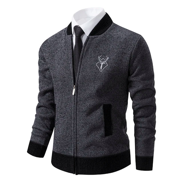 Embroidered Zip-Up Cardigan Jacket | Sleek and Comfortable | Slim Fit