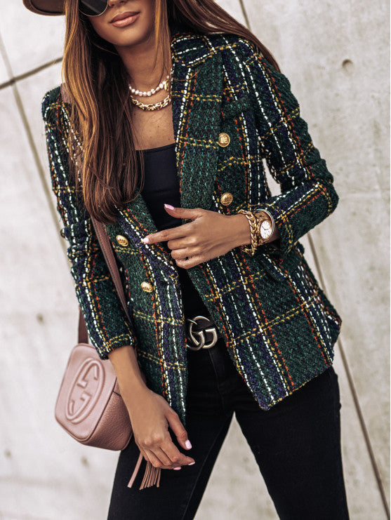 Double-Breasted Plaid Blazer | Tailored Fit | Timeless Style