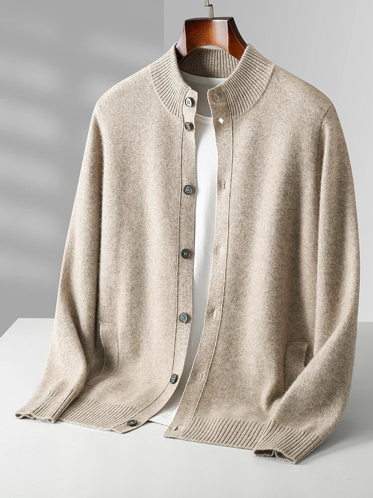 Wool-Blend Stand-Collar Cardigan | Zip-Up | Modern Elegance