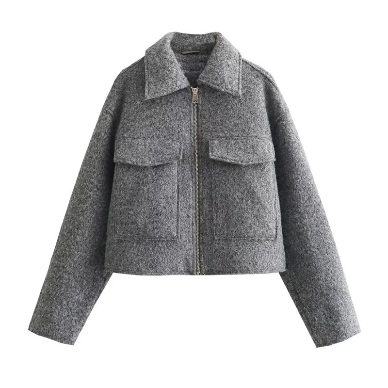 Cropped Wool-Blend Jacket | Tailored Fit | Stylish and Warm