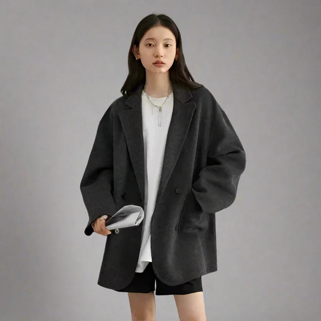 Oversized Double-Breasted Coat | Wool Blend | Timeless and Warm