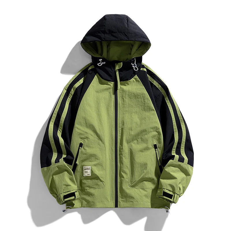 Striped Panel Hooded Jacket | Stylish Outerwear | Sporty and Functional