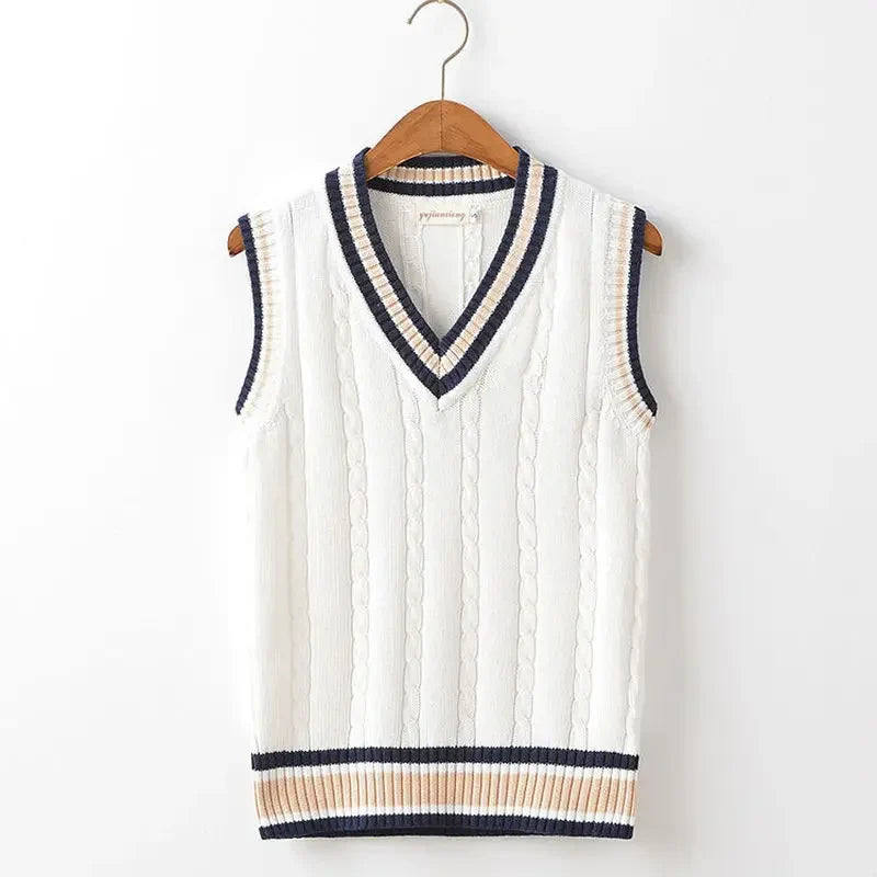 Cable-Knit Sweater Vest | V-Neck | Preppy and Stylish