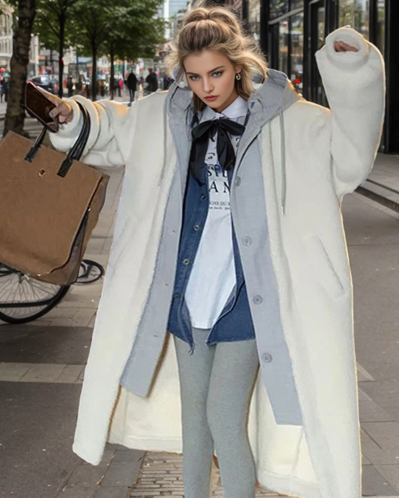 Long Teddy-Lined Winter Coat | Plush Warmth | Casual Elegance