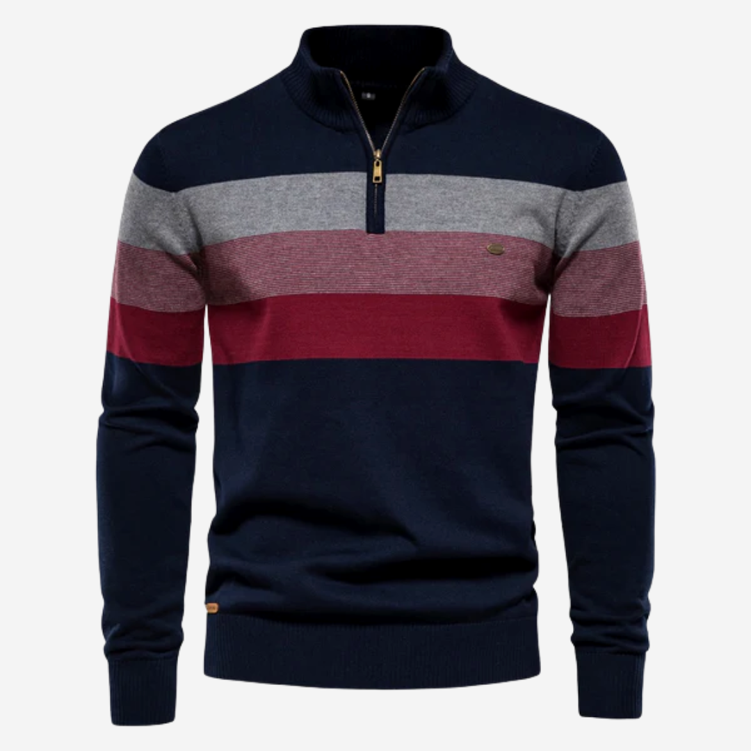 Striped Quarter-Zip Sweater | Stylish and Warm | Classic Design