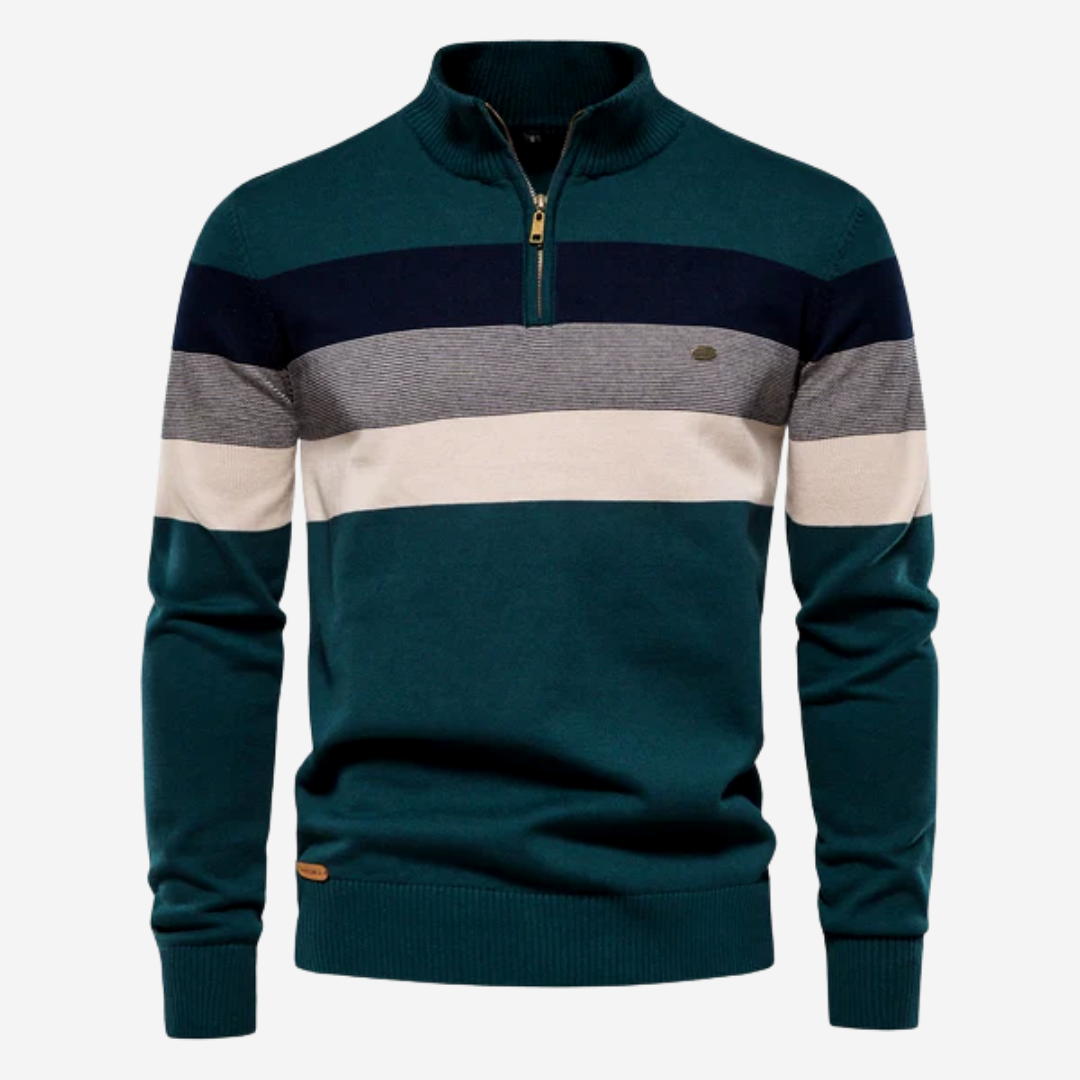 Striped Quarter-Zip Sweater | Stylish and Warm | Classic Design