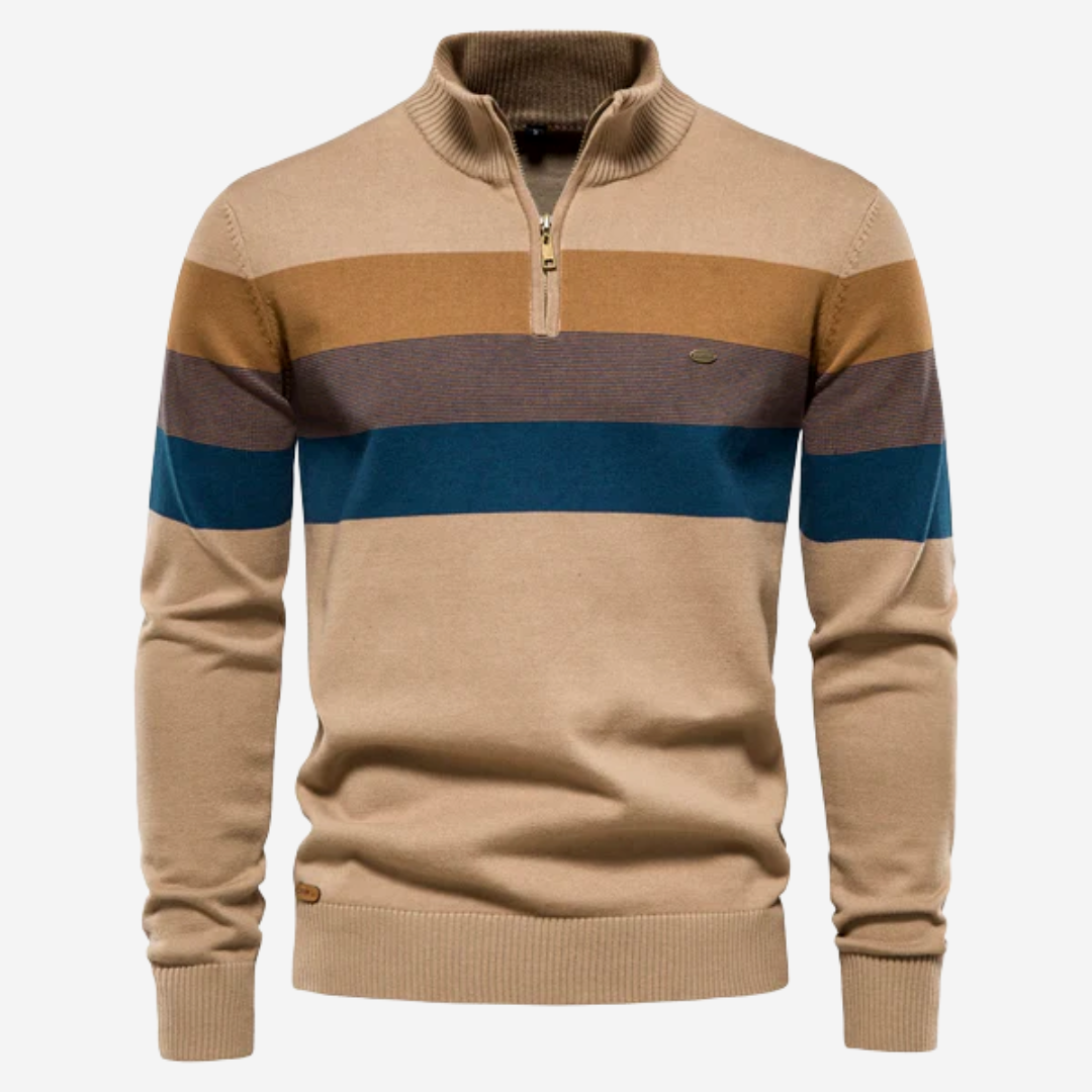 Striped Quarter-Zip Sweater | Stylish and Warm | Classic Design