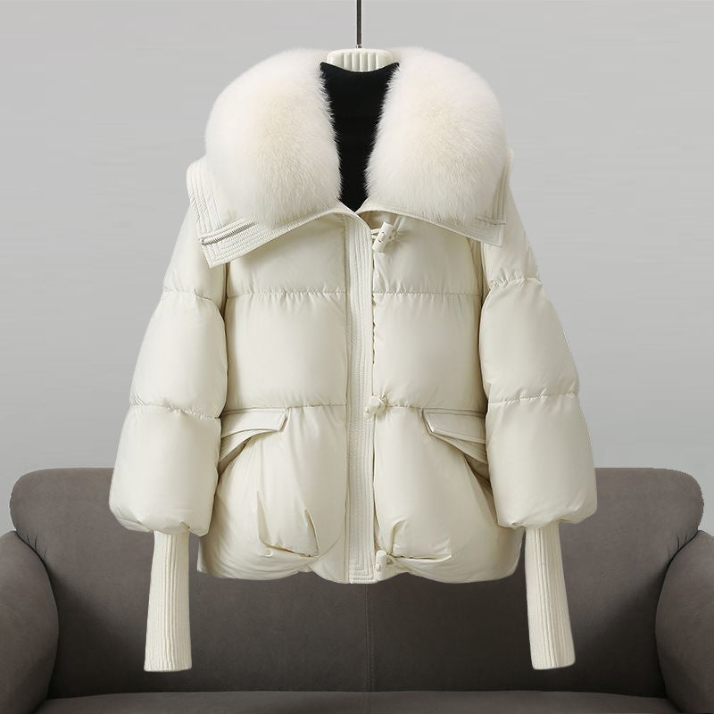 Puffer Jacket | Oversized Collar & Ribbed Cuffs | Winter Chic