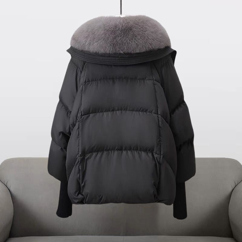 Puffer Jacket | Oversized Collar & Ribbed Cuffs | Winter Chic