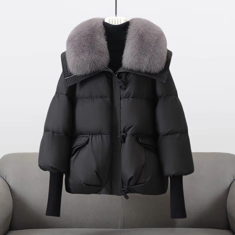 Puffer Jacket | Oversized Collar & Ribbed Cuffs | Winter Chic