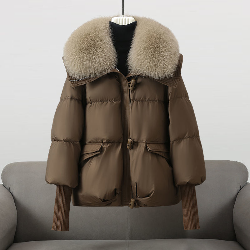 Puffer Jacket | Oversized Collar & Ribbed Cuffs | Winter Chic