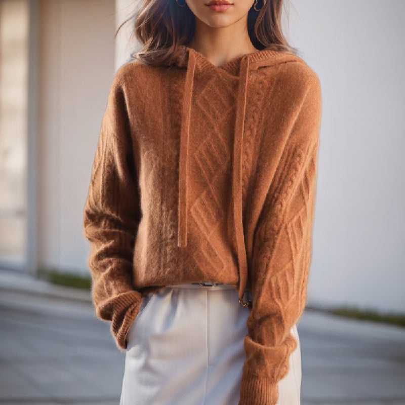 Cable-Knit Hoodie Sweater | Acrylic | Warm and Stylish