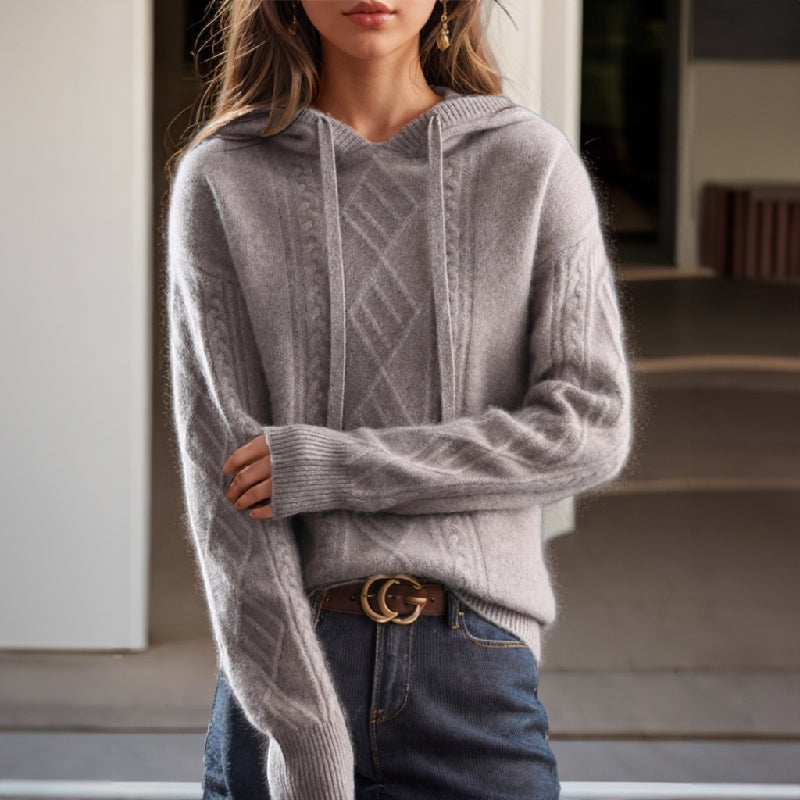 Cable-Knit Hoodie Sweater | Acrylic | Warm and Stylish
