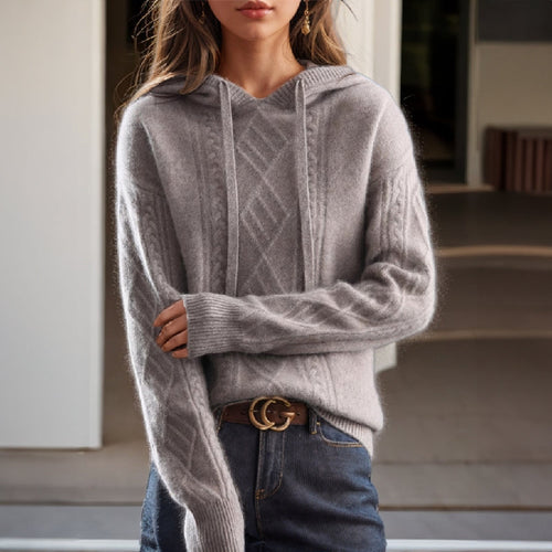 Cable-Knit Hoodie Sweater | Acrylic | Warm and Stylish