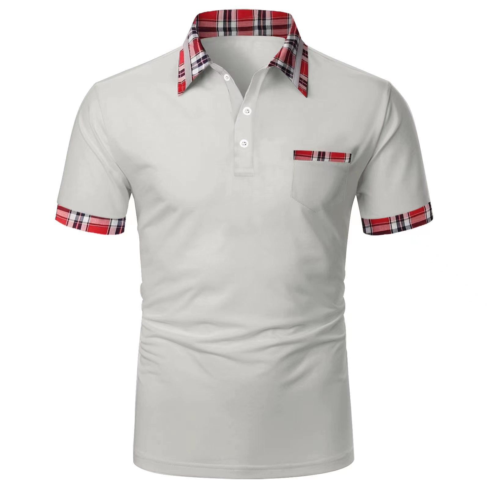 Plaid-Accent Polo Shirt | Soft Cotton Blend | Modern and Stylish Casual Wear