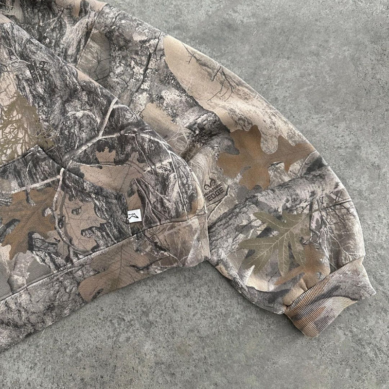 Cropped Camo Hoodie | Raw Hem | Rugged and Stylish