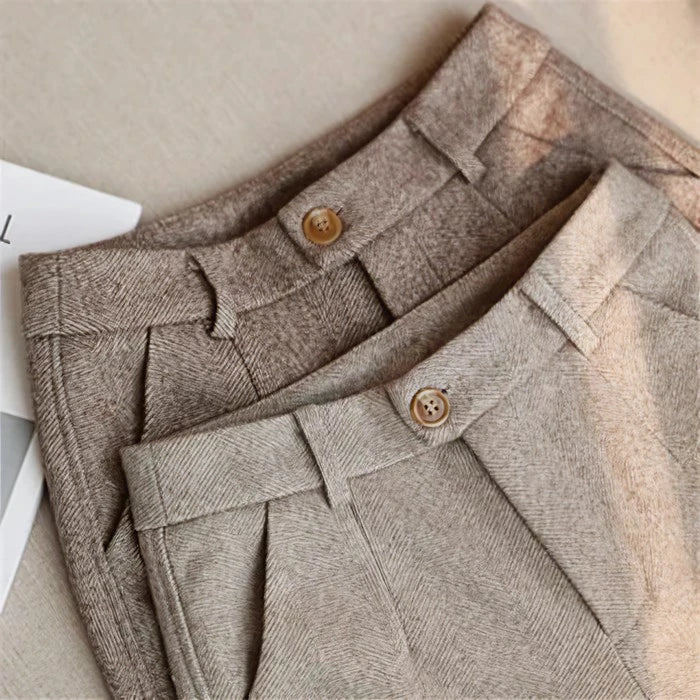 High-Waisted Wool Blend Pants | Tailored Fit | Warm Winter Trousers