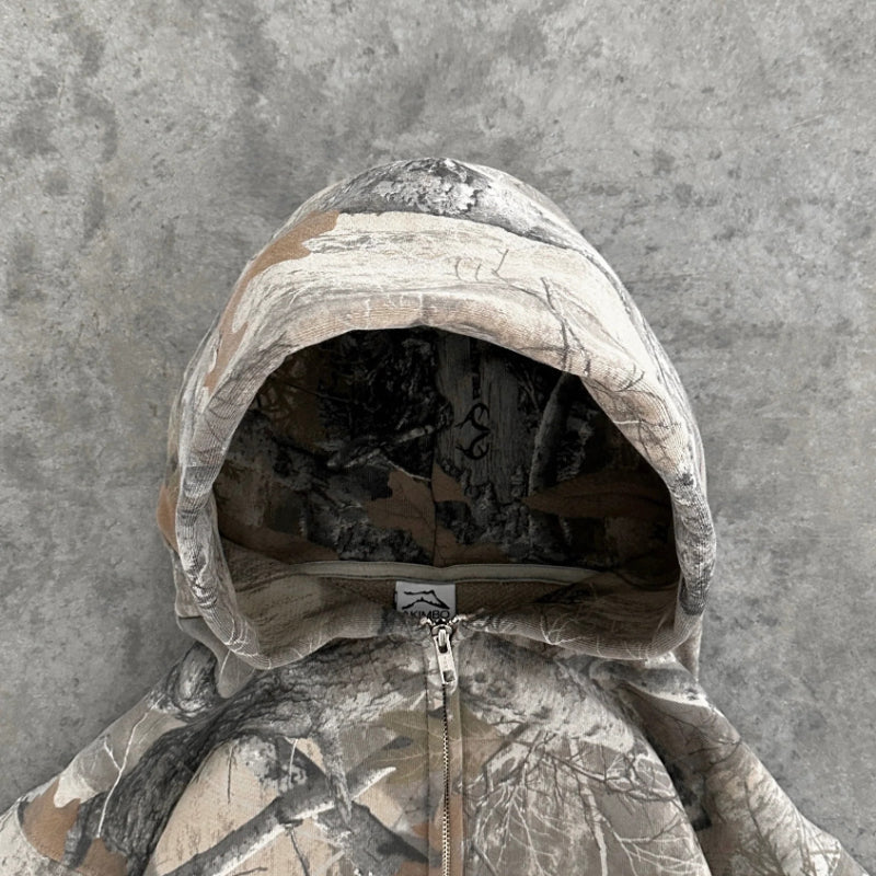 Cropped Camo Hoodie | Raw Hem | Rugged and Stylish