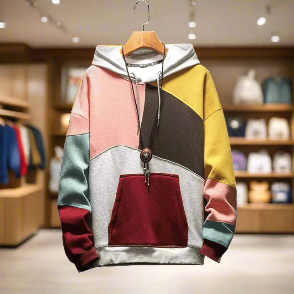 Patchwork Hoodie | Colour Block Design | Casual Streetwear