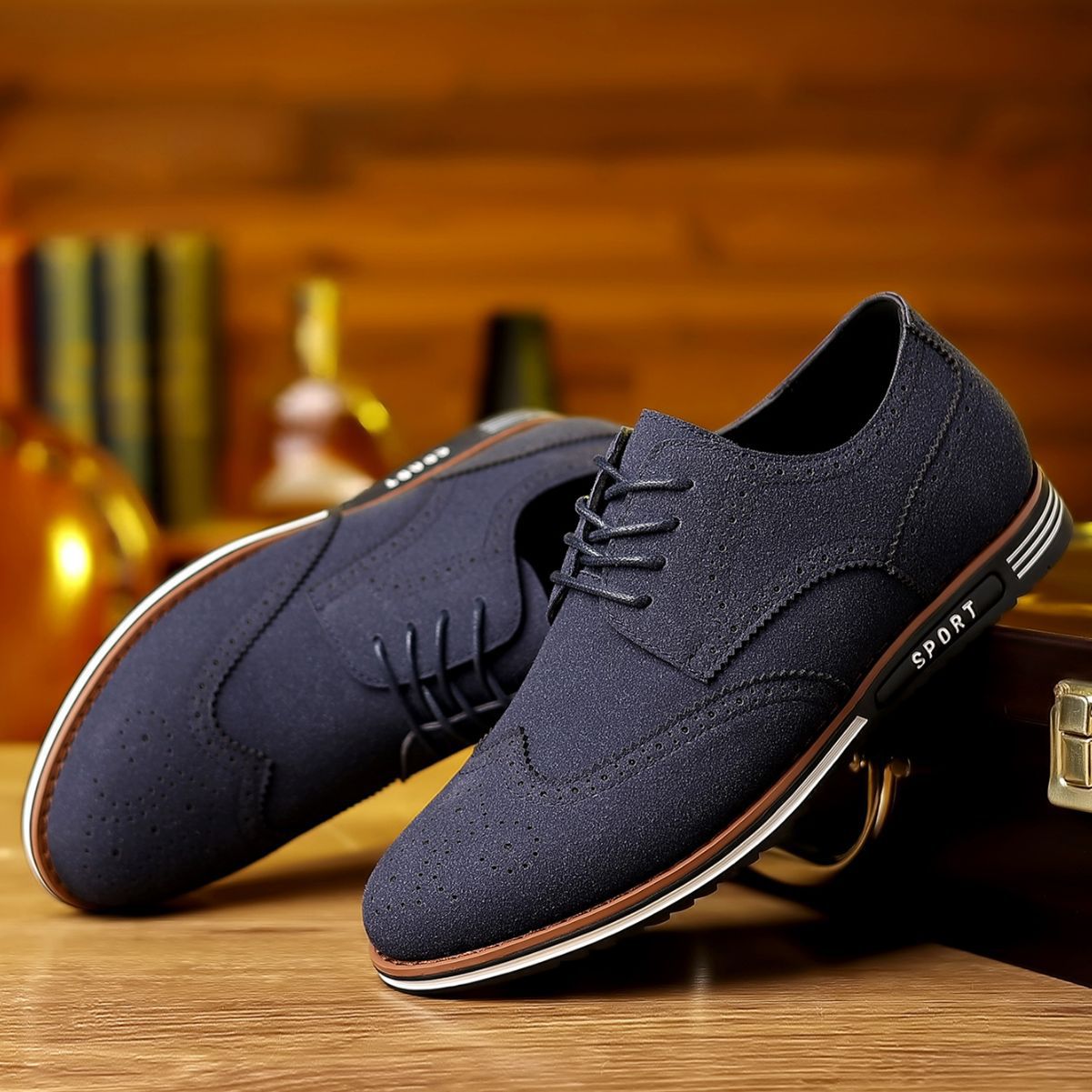 Men's Low-Top Suede Shoes | Matte Finish, Casual Design | Everyday and Semi-Formal Wear