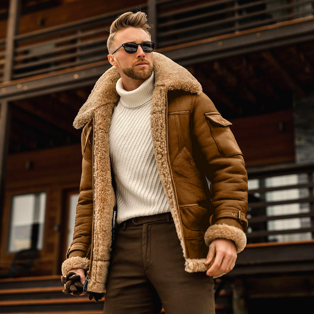 Aviator Shearling Jacket | Faux Leather | Warm and Stylish