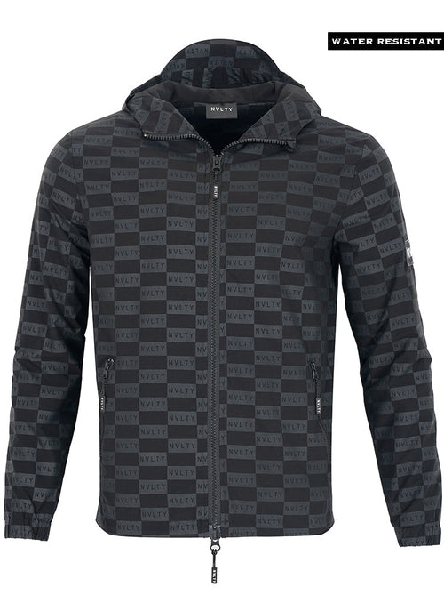 Checkered Hooded Jacket | Monochrome Design | Lightweight and Stylish