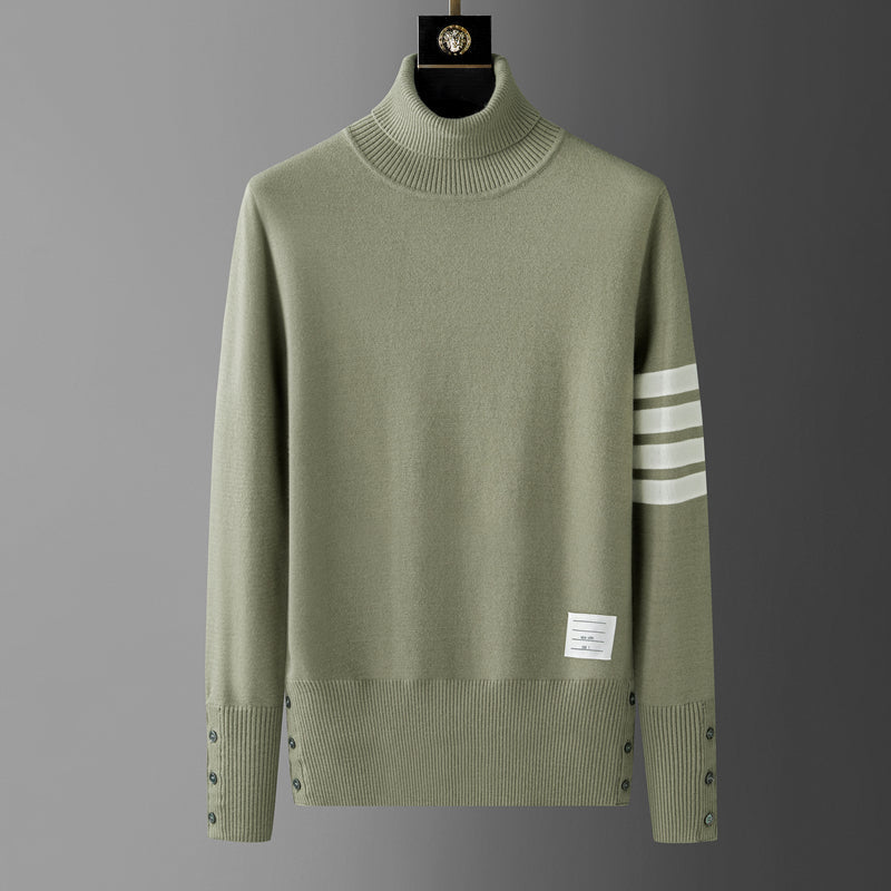 Ribbed Turtleneck Sweater | Striped Detail | Warm and Stylish