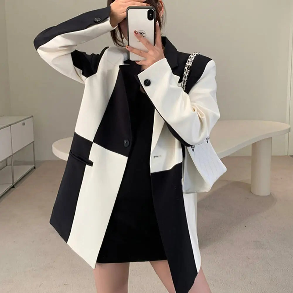 Two-Tone Long Coat | Color Block Design | Tailored Fit