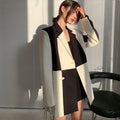 Two-Tone Long Coat | Color Block Design | Tailored Fit