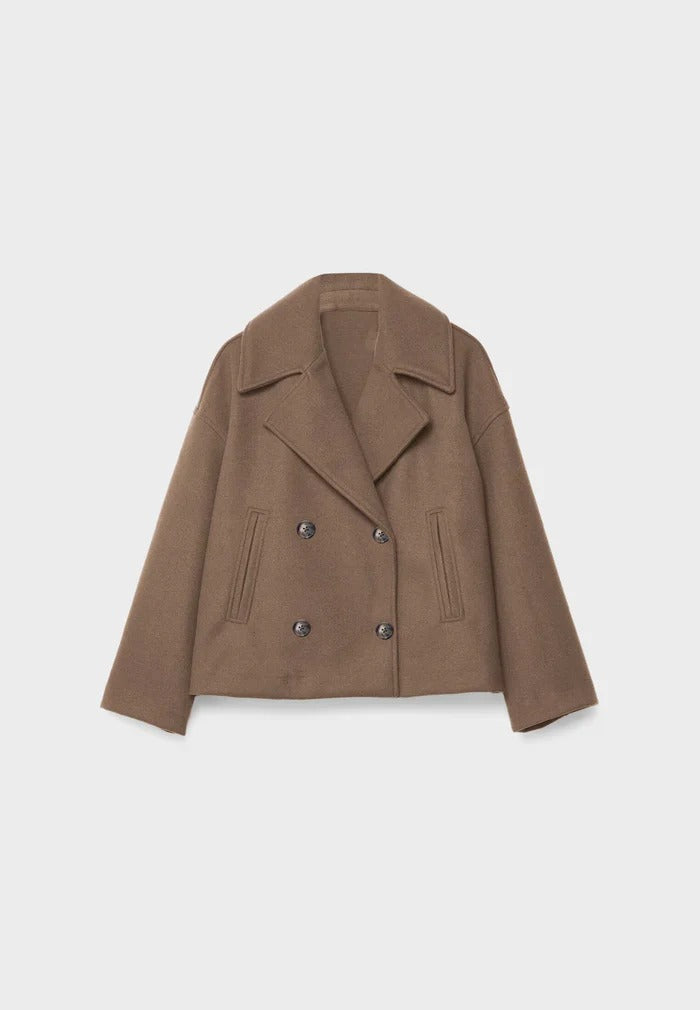 Cropped Double-Breasted Jacket | Wool-Blend | Classic Elegance