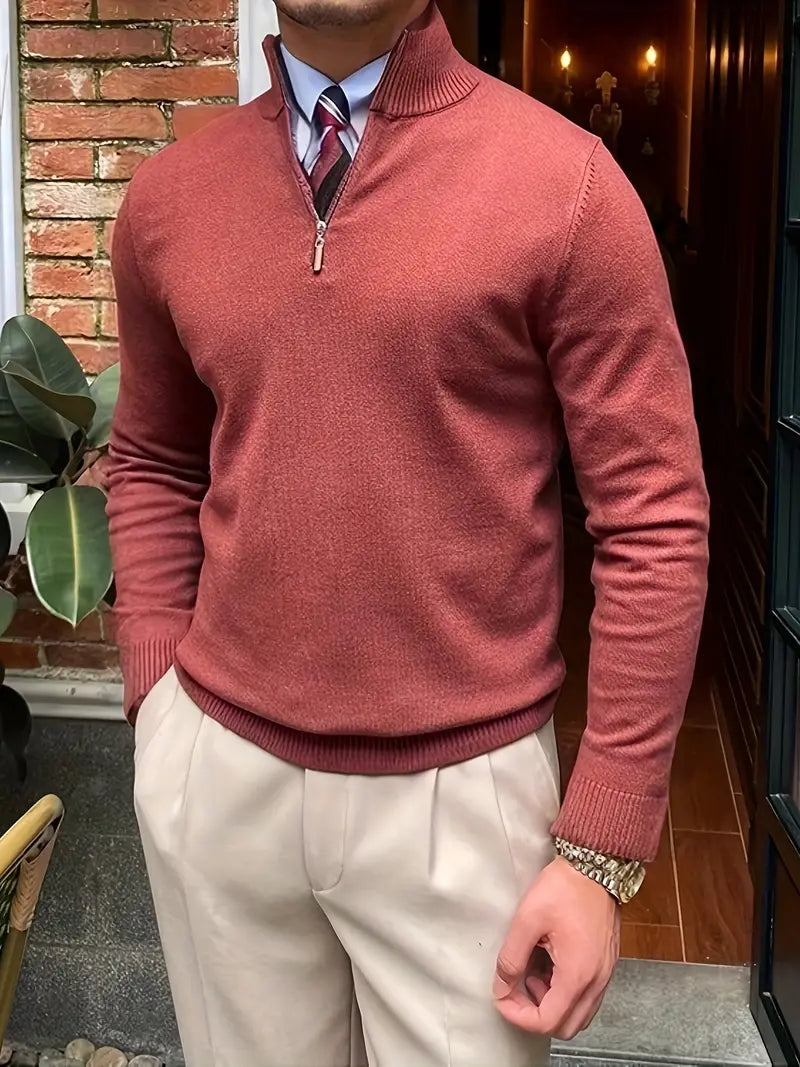 Slim-Fit Half-Zip Sweater | Cotton Blend | Refined and Versatile