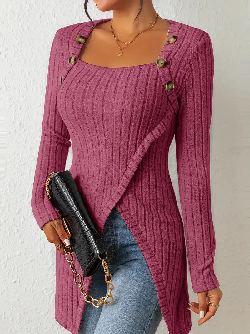 Ribbed Knit Sweater | Long-Sleeve | Stylish and Comfortable