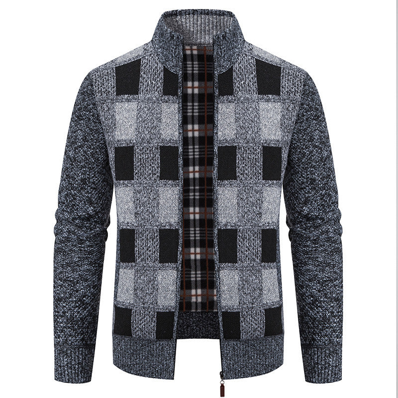 Plaid Knitted Cardigan | Cotton Blend | Timeless Design