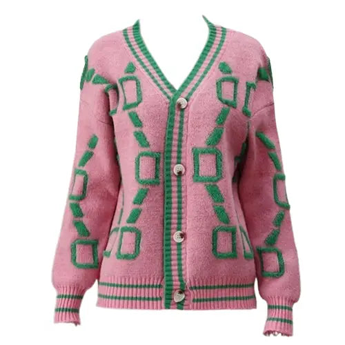 Oversized Geometric Cardigan | Bold & Retro | Cozy Knit