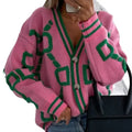 Oversized Geometric Cardigan | Bold & Retro | Cozy Knit