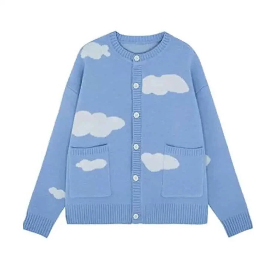 Cloud Pattern Knit Cardigan | Button-Down | Whimsical Style